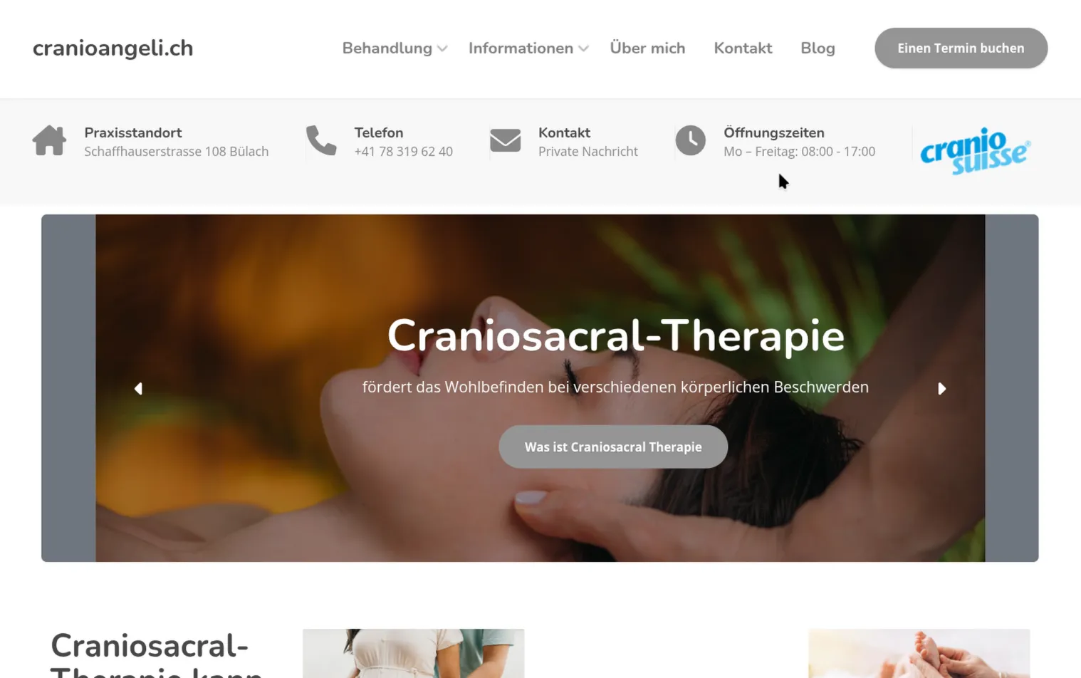 Cranio Angeli, wellness and therapy website